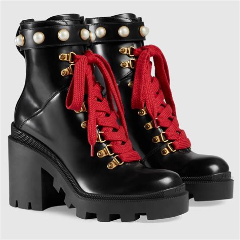 gucci black boots red laces|Gucci boots women black.